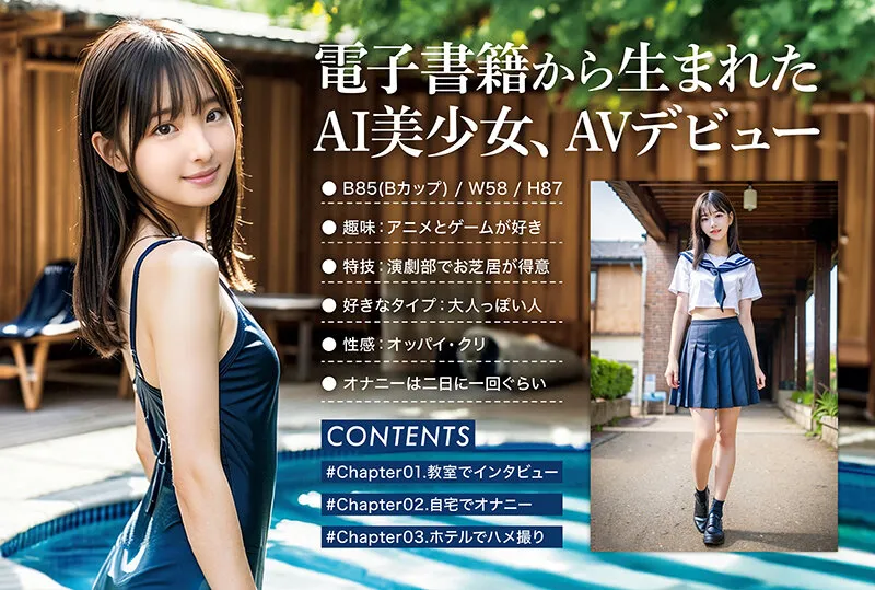 日本AI AV大进化!「空想制服美少女」系列AI贫乳美少女AV出道